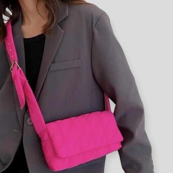 Pink Quilted Crossbody Puffer Shoulder Bag Handbag Nwt - Picture 7 of 8